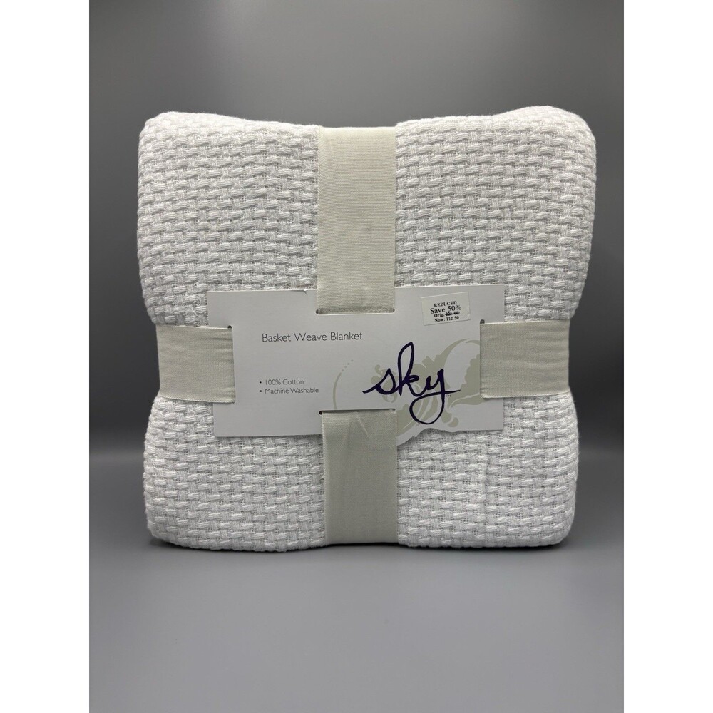 Sky Basket Weave Blanket Full/Queen 90inx90in (229cmx229cm) white
